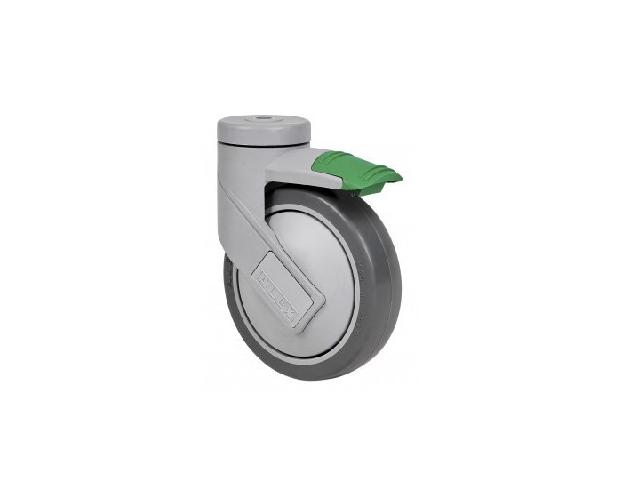 Swivel castors with brake and directional lock  (hole for bolt)