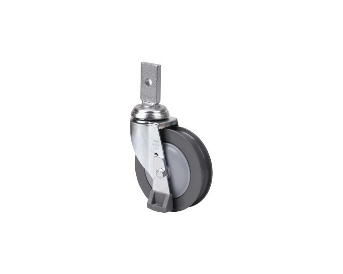 Swivel castors (hole for bolt) with mechanical ramp (fitting type - expander)
