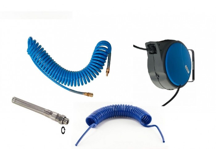 Spiral PU air hoses and reels