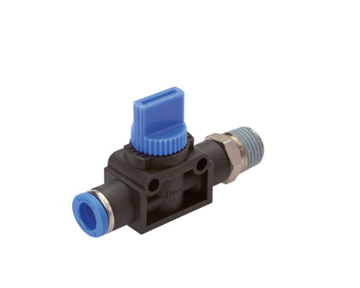 3/2-way shut-off valves with male threads & push-in connection