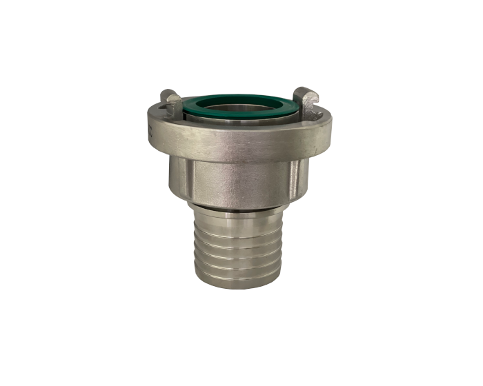 STORZ coupling with serrated hose shank for safety clamps